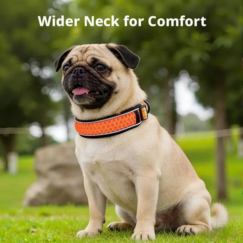 Dog Collar, Adjustable Soft Pet Collar with Escape-Proof Locking Buckle, Breathable Honeycomb Net Design for Small Large Dogs