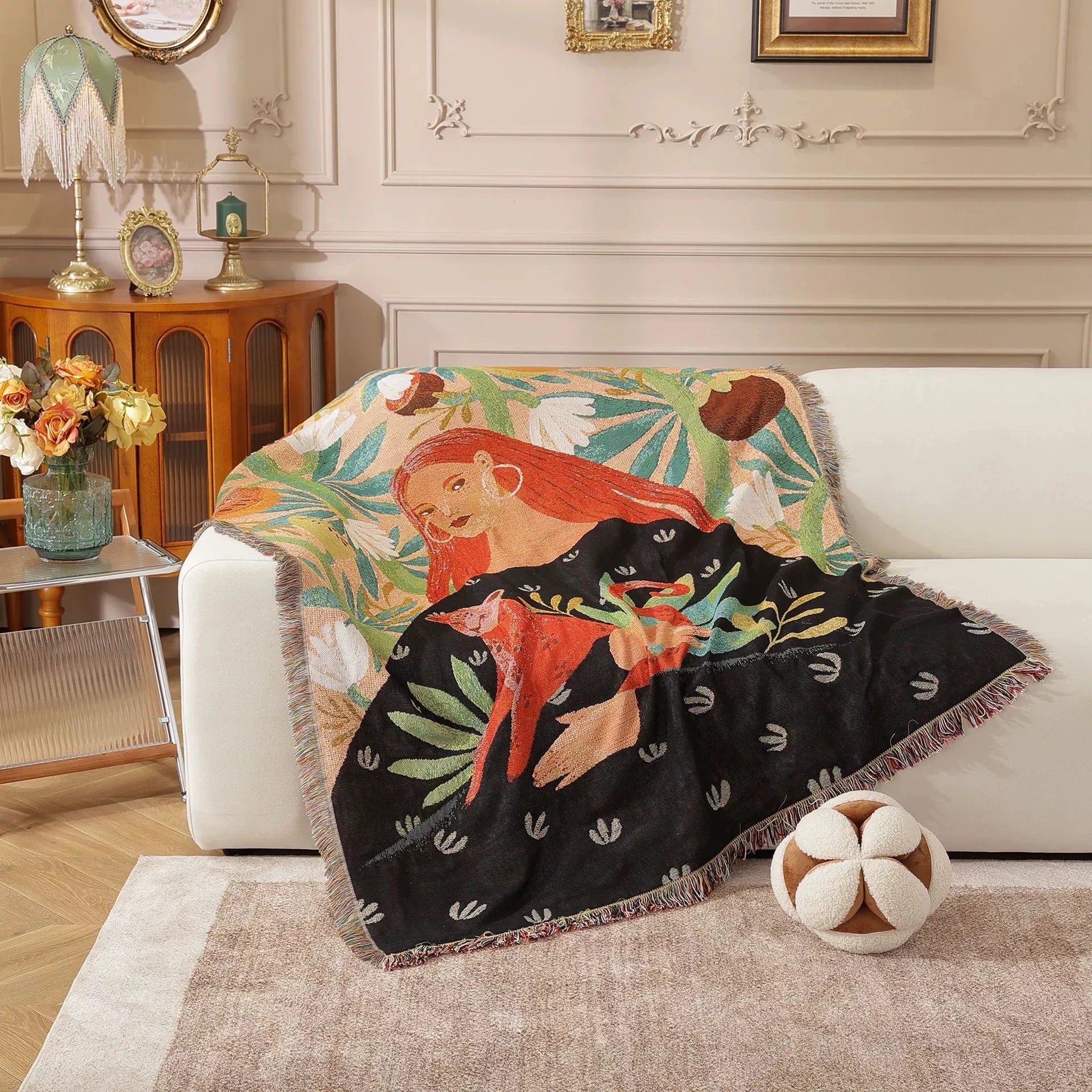 Nordic Style Artist Blankets for Beds Retro Art Bedroom Decoration Tapestry Leisure Ladies Picnic Blanket Outdoor Camping Mat