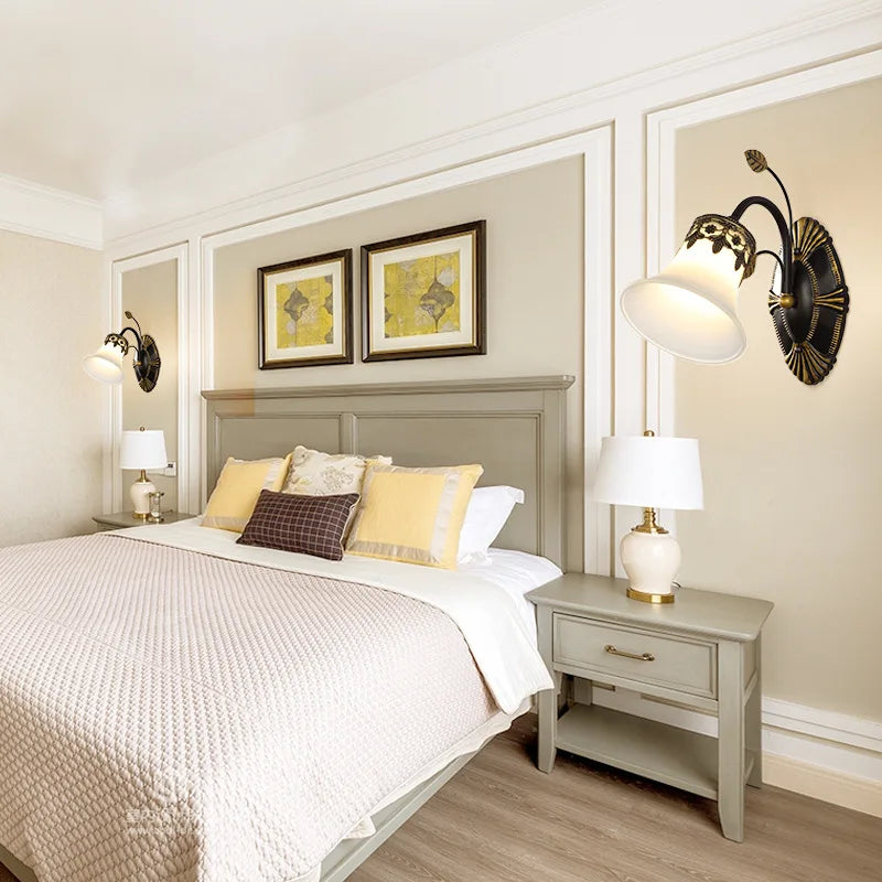 American Living Room Wall Light Luxury Bedroom Bedside Lamp Nordic Creative Living Room Background Wall Room Aisle Glass Light