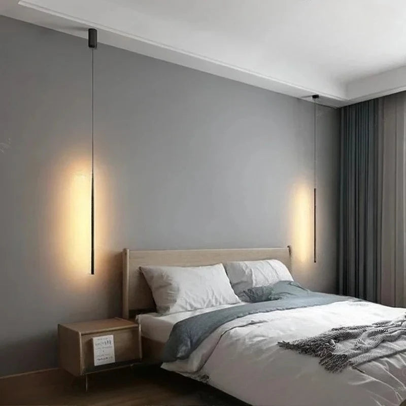 Bedroom Bedside  LED Pendant Light for Living Room Adjustable Line Strip Hanging Lamp TV Wall Home Decor Modern Fixture