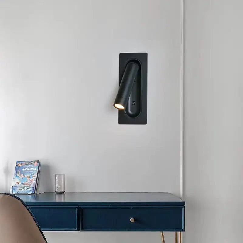 Modern Simple Hotel Room Bedroom Bedside Lamp Living Room Study Reading Lamp Embedded Eye Protection Rotatable Wall Lamp
