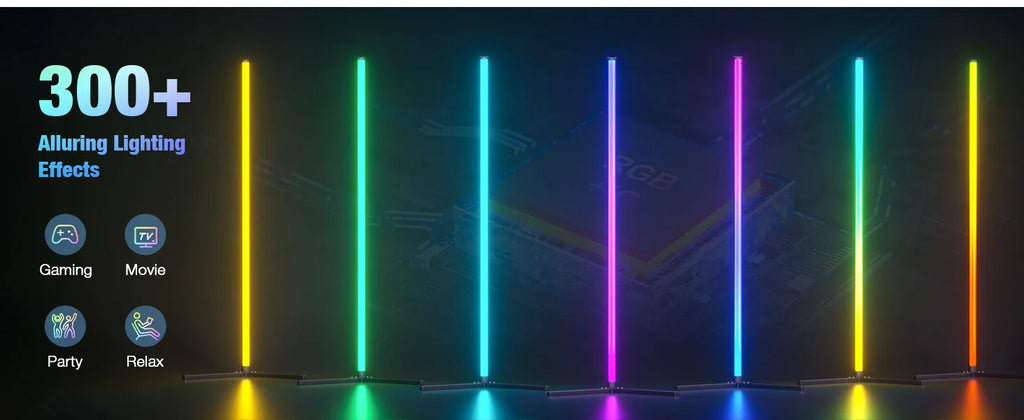 Smart Led Living Room Floor Lamp Rgb Corner Floor Lamp Music Synchronization Application Program Control Suit for Living Room