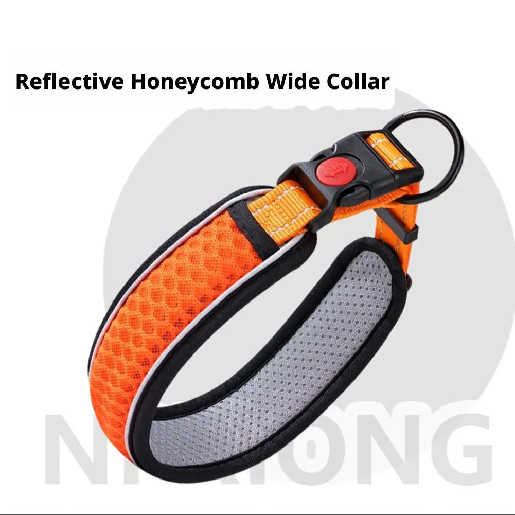 Dog Collar, Adjustable Soft Pet Collar with Escape-Proof Locking Buckle, Breathable Honeycomb Net Design for Small Large Dogs