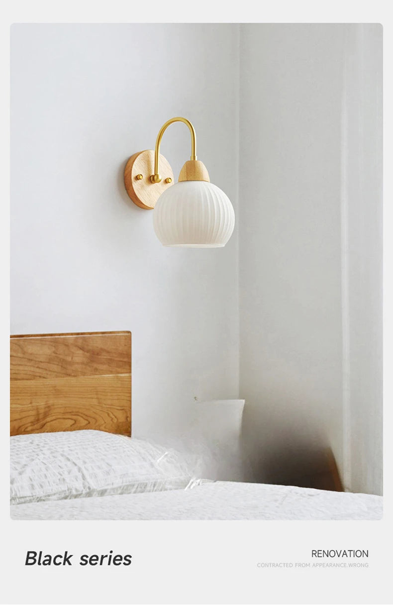 Bedroom Headboard Nordic Log Cream Wind Living Room Background Wall HomestaySuperior Sense Children's Room Wall Lamp