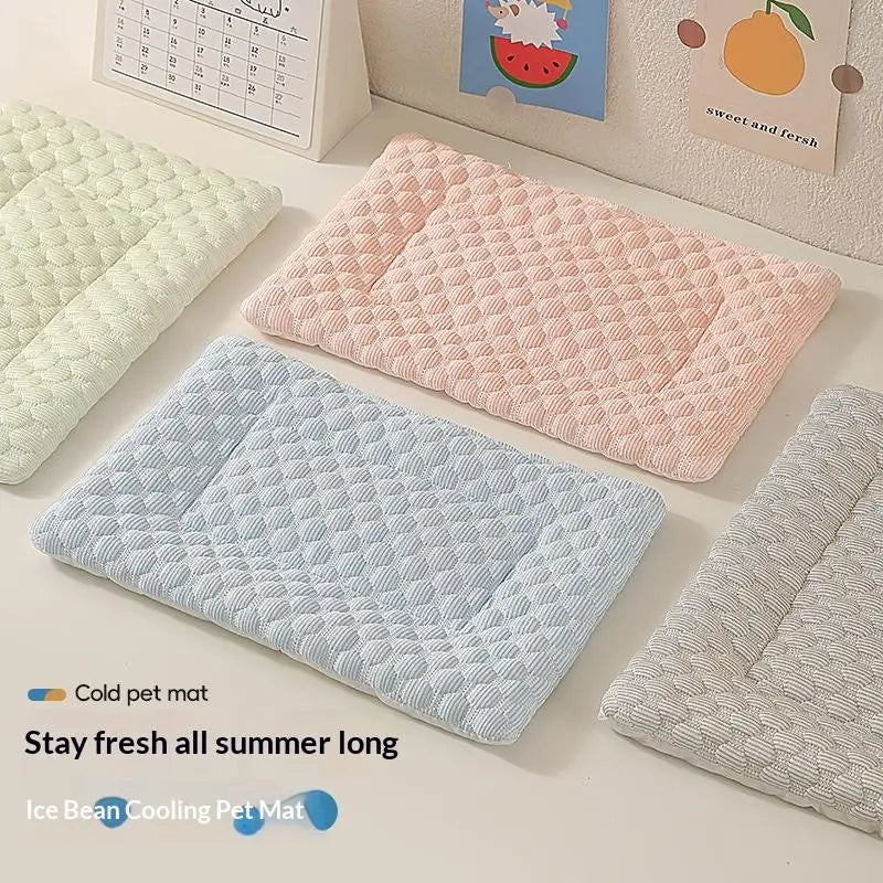 ✔Pet Ice Pad Cool Feeling Mat Breathable Non Slip Summer Dogs Cats Hamsters Small Pets Cool Down Heat Relief Sleeping Nest