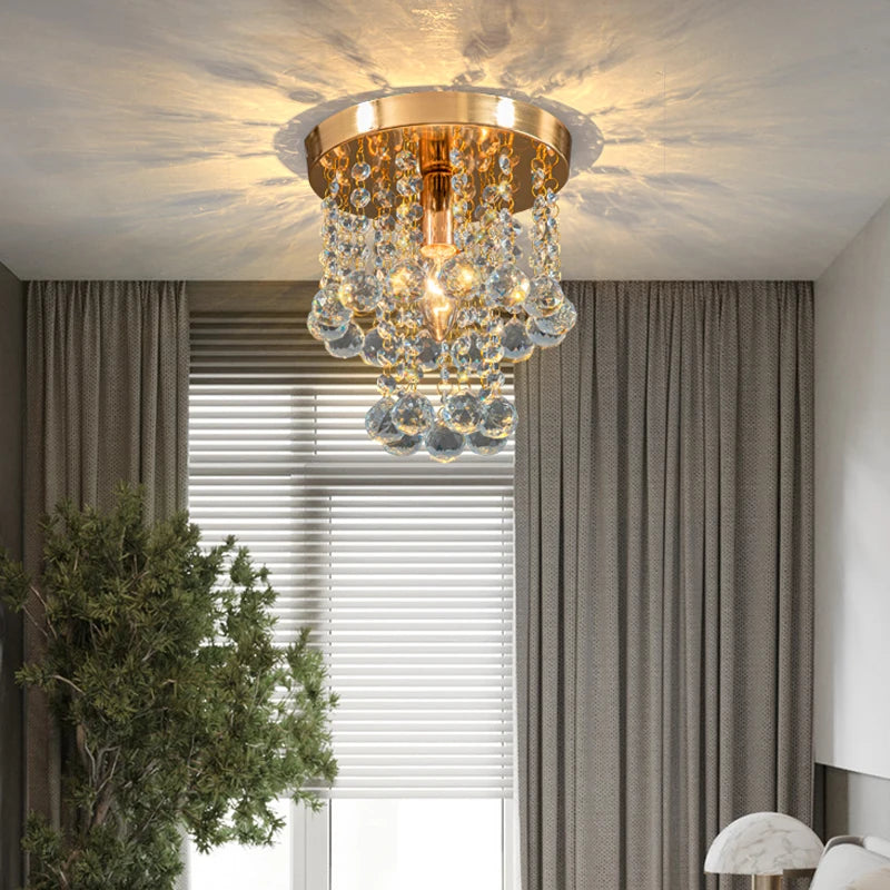 Bedroom Living Room Home Decoration Indoor Lamp Corridor Entrance Hallway Hanging Crystal Chandelier Gold And Silver Dual Color