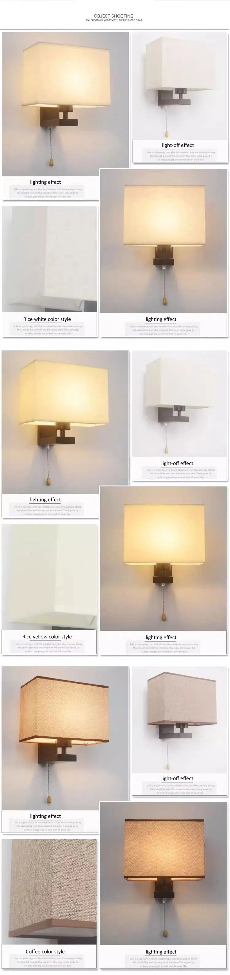 Bedroom Wall Lamp Fabric New Chinese Bedside Lamp Modern Simple Corridor Hotel Room With Cable Switch Light European Wall Sconce