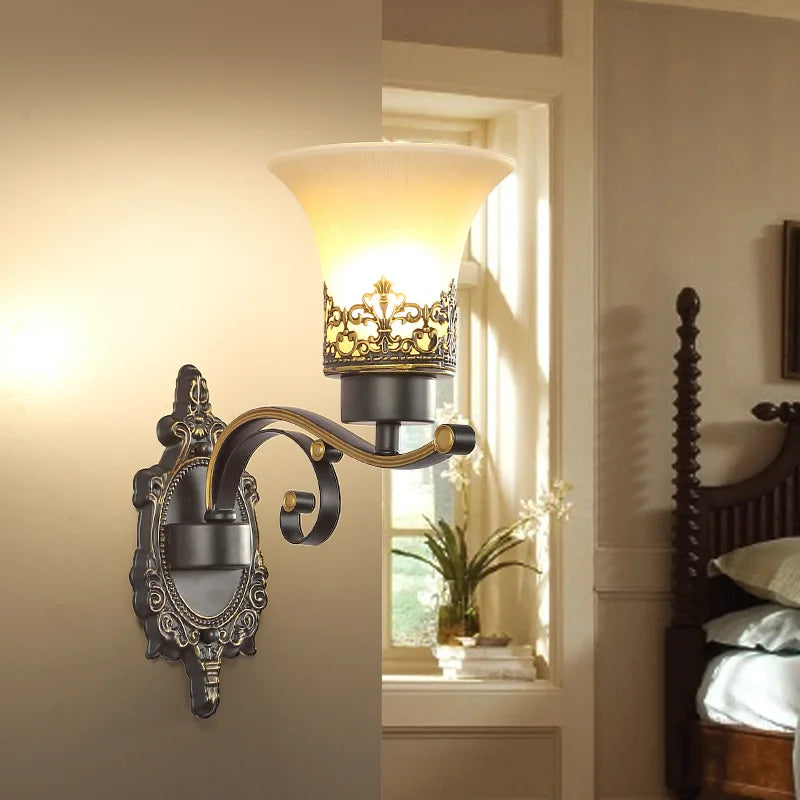 American Living Room Wall Light Luxury Bedroom Bedside Lamp Nordic Creative Living Room Background Wall Room Aisle Glass Light