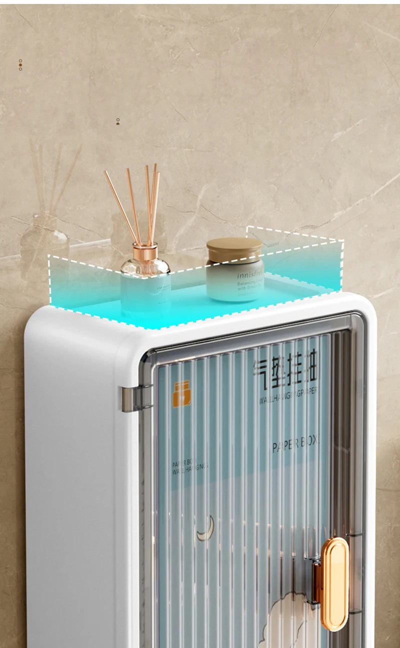 Bathroom Shelf Wall Mounted Waterproof Tissue Box Multifunctional Storage Rack for Toiletries Storage Box Shampoo Organizer