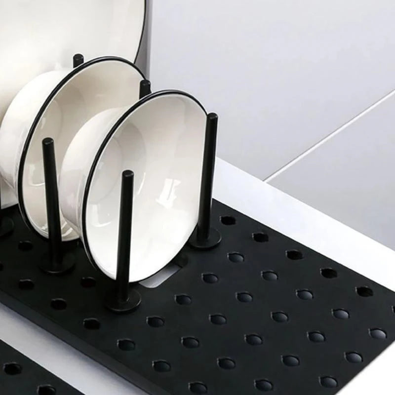 Kitchen Organizer Sink Drain Shelf Dish Drying Rack Telescopic Pan Bowl Stand Storage Drawer Adjustable Holder Home Accessories
