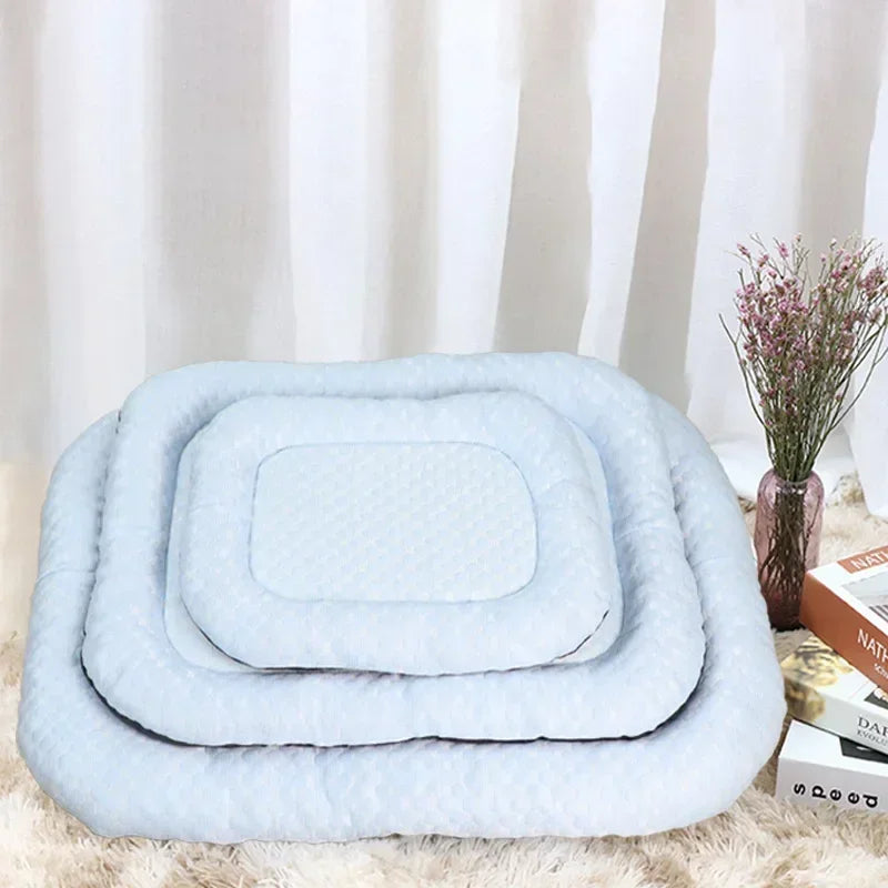 Dog Cooling Bed Mat Big Eyed Monster Cartoon Breathable Soft Ice Silk Sleeping Pad for Cat Moistureproof Cushion Matress Nonslip