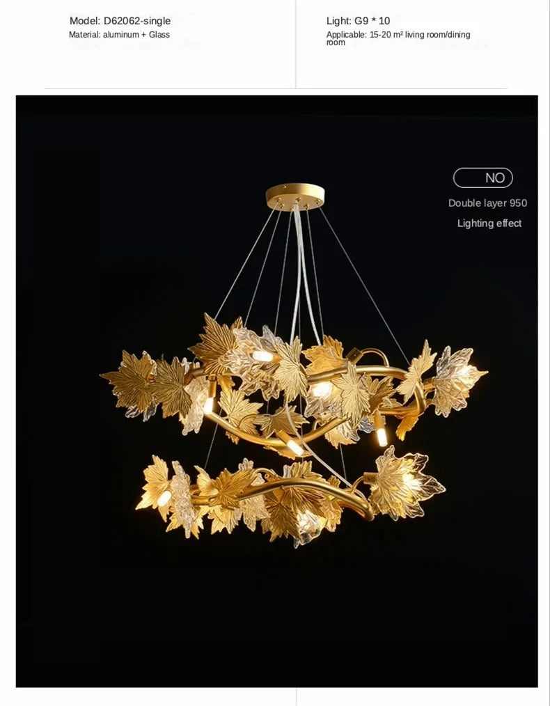 Modern Living Room Maple Leaf Crystal Chandelier Atmosphere High-end Designer Living Room Dining Room Bedroom Light