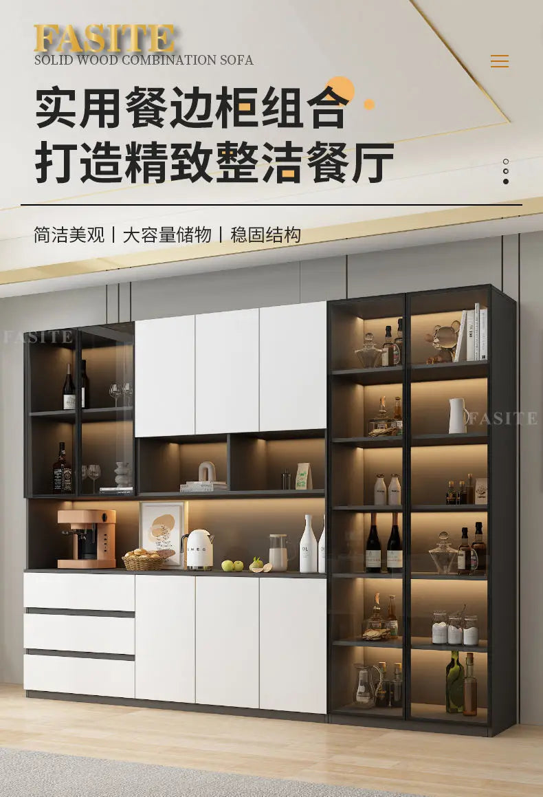 LivingRoom Cabinet Premium Solid Wood Dining Side Cabinet Integrated Household Light Luxury High-end Wine Cabinet Storage Locker