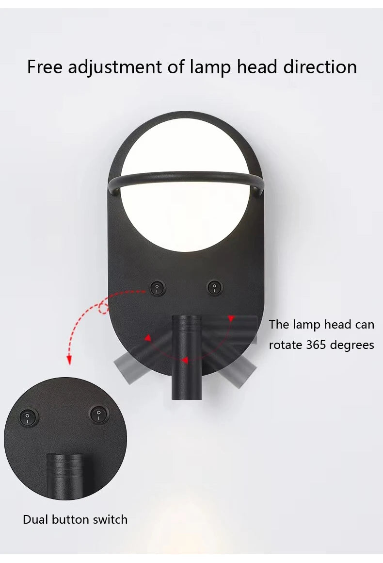 Bedroom Bedside Wall With Switch Wall Lights Creative Led Adjustable Modern Study Living Room Sofa Tv Background Walls Lamp