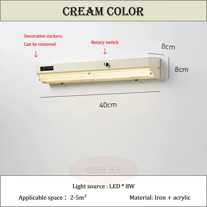 Bedroom Bedside Wall Lamps Children's Room Long Strip Lamp Retro Industrial Style Home Decor Living Room Mirror Front Wall Light