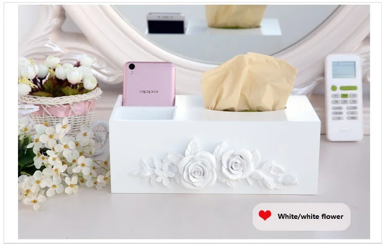 Living Room Multifunctional Wooden Tissue Storage Box,Household Tea Table, Remote Control Rack