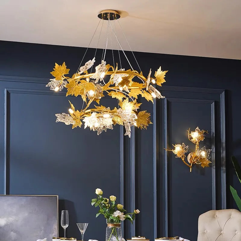 Modern Living Room Maple Leaf Crystal Chandelier Atmosphere High-end Designer Living Room Dining Room Bedroom Light