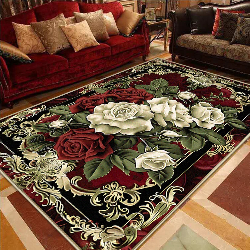 European Luxury Living Room Decoration Carpet gorgeous Bedroom Sofa Side Large Area Rugs Cloakroom Non-slip Floor Mats Washable