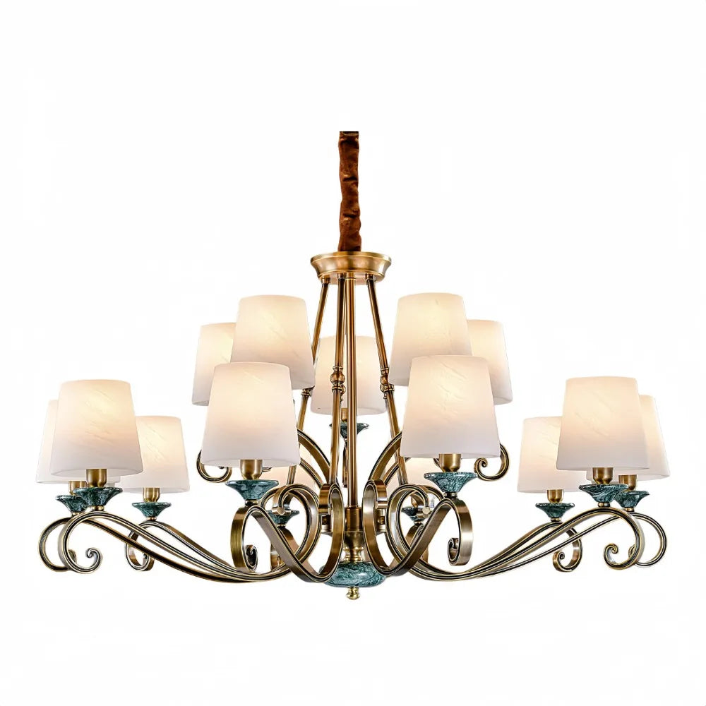 American Simple Country Living Room Bedroom Lighting Simple Pastoral Villa Hall Dining Room Light Marble All Copper Chandelier