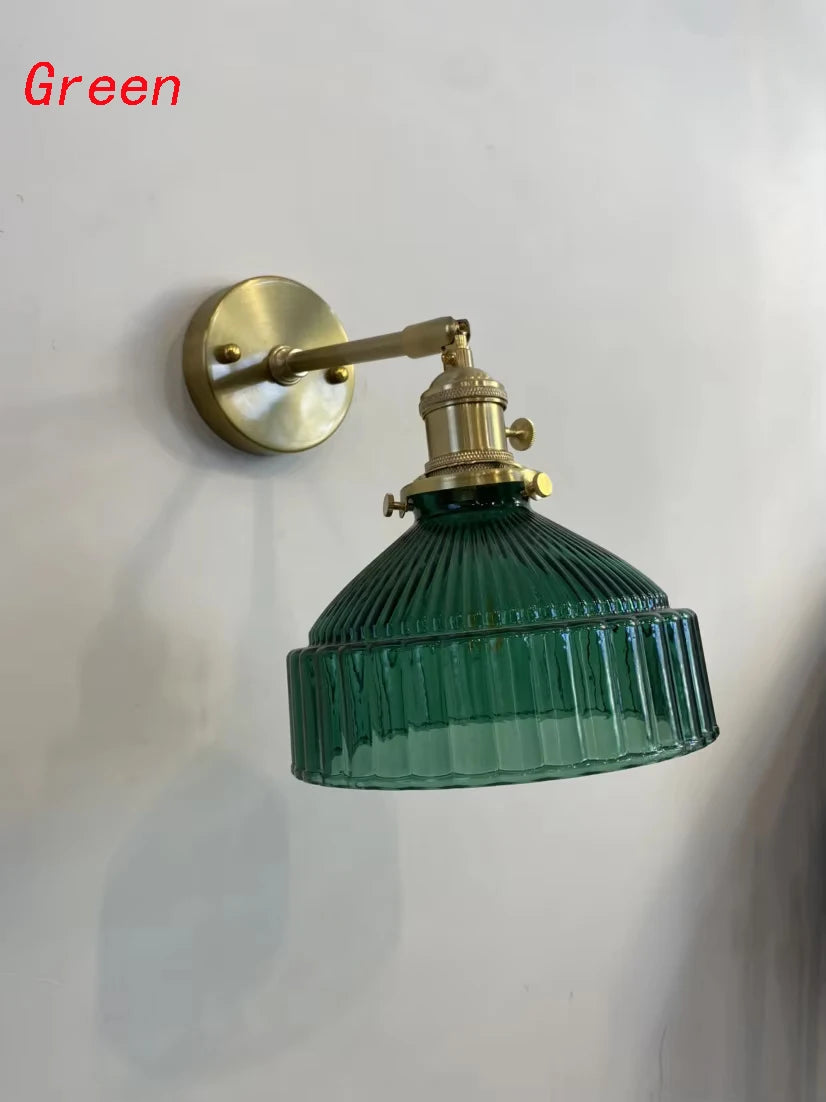Lighting for Living Room  Wall Decor Nordic Personality Green Glass Art Clear Fresh Air Aisle Mirror Headlight Bedroom Headlamp