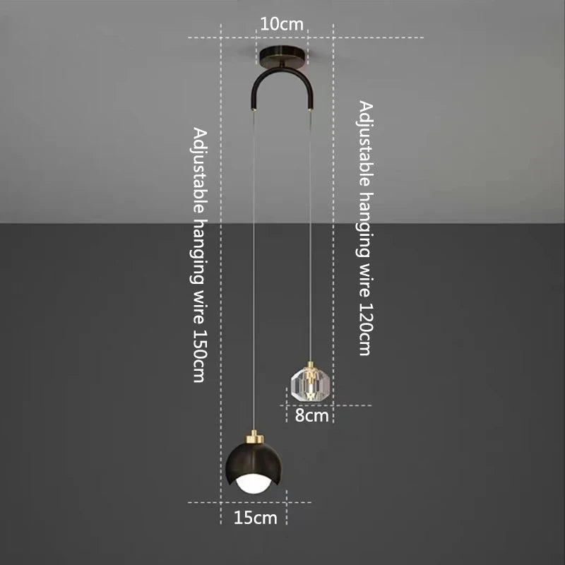 Bedroom Bedside Hanging Pendant Lamp Glass Ball LED Chandelier Lighting Ceiling Modern Interior Home Decor Lights Dining Kitchen