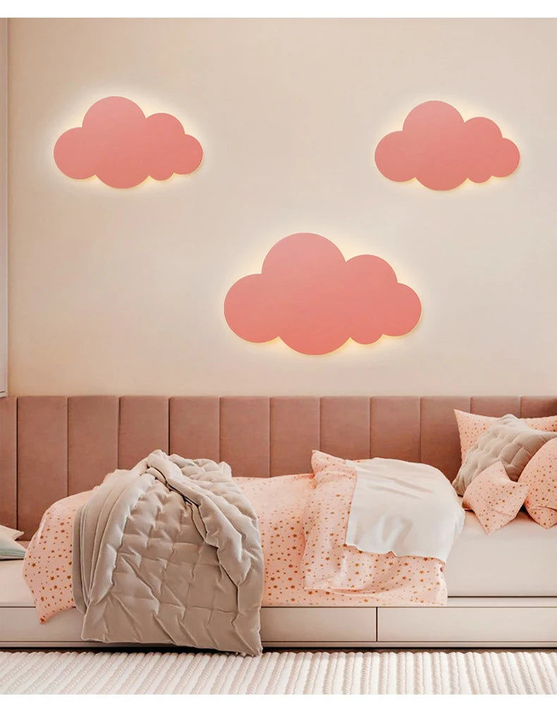 New Baby Room Cloud Wall Lamp Bedroom Bed Living Dining Room Attic Creative Warm Decoration Dimmable Wall Light