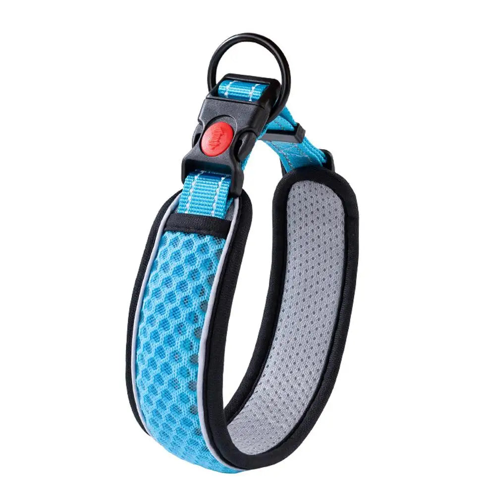 Dog Collar, Adjustable Soft Pet Collar with Escape-Proof Locking Buckle, Breathable Honeycomb Net Design for Small Large Dogs