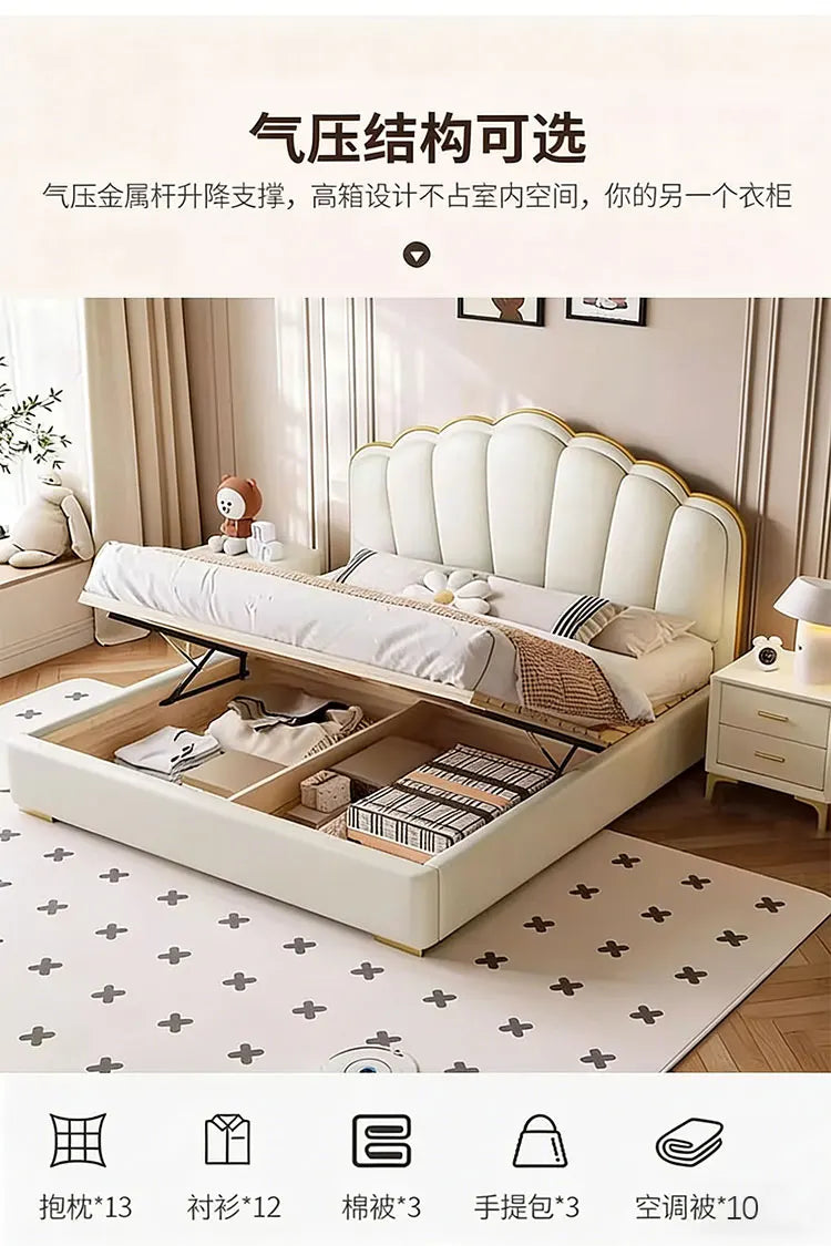 Modern Wooden Bed Bedroom Princess Design Sleeping Floor Mobile Girls Luxury Bed Children Letto Matrimoniale Hotel Furniture