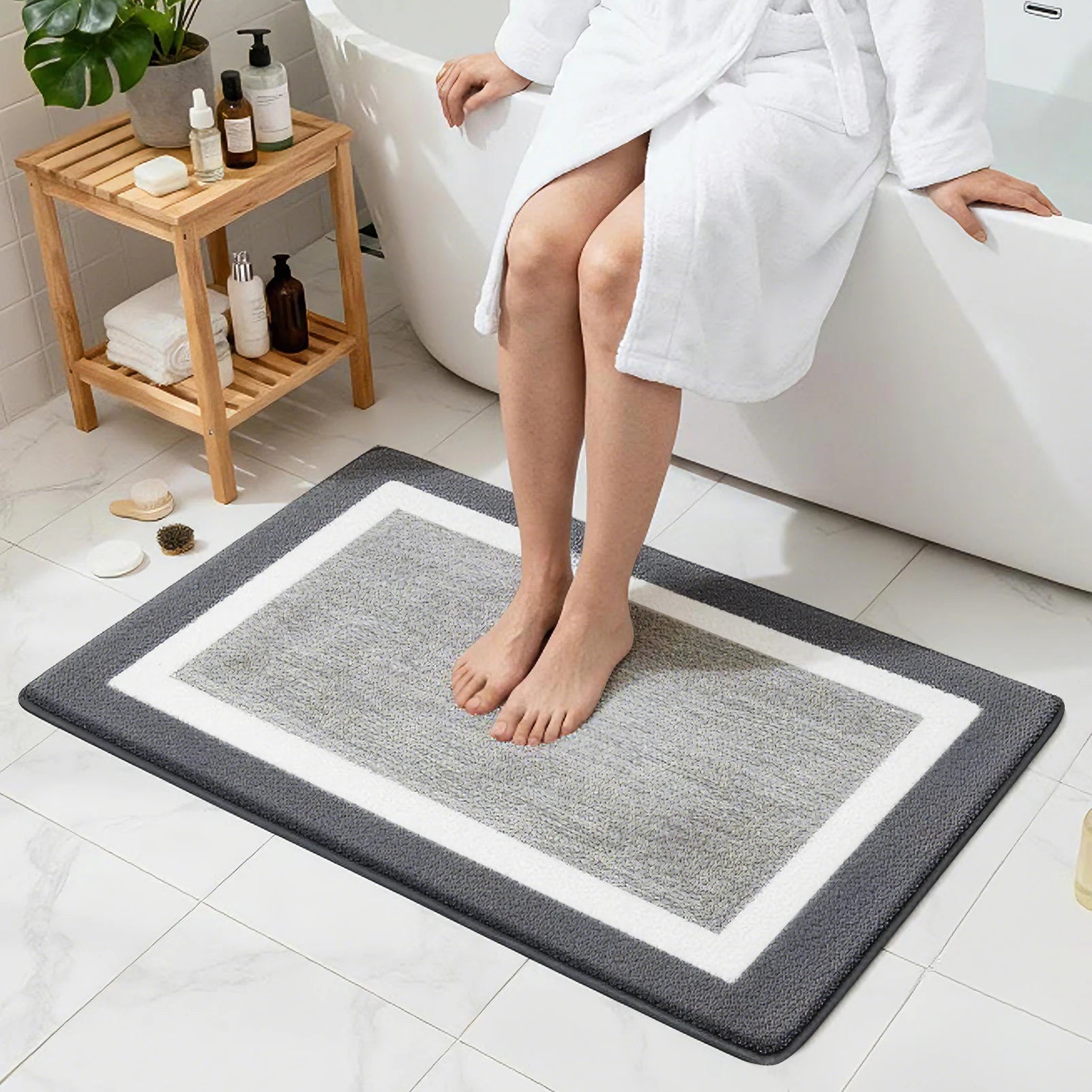Super Absorbent Bath Mat Memory Foam Carpet Non-slip Bathroom Rug Bathtub Side Floor Rugs Shower Room Doormat Toilet Footpad