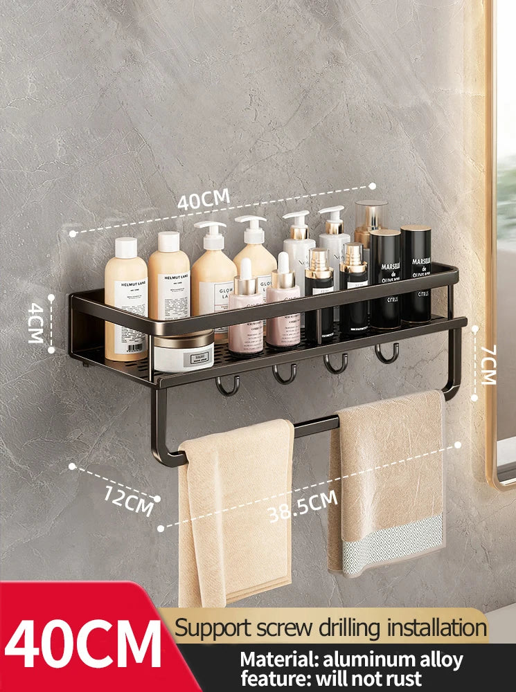 Bathroom Rack Bathroom Shelf Toilet Space Aluminum Hanging Rack Bathroom Organizer Hang on the Wall