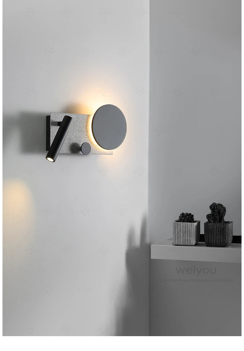 Bedroom bedside wall lamp with switch and spotlight, simple and modern Nordic creative personality, adjustable LED pendant light