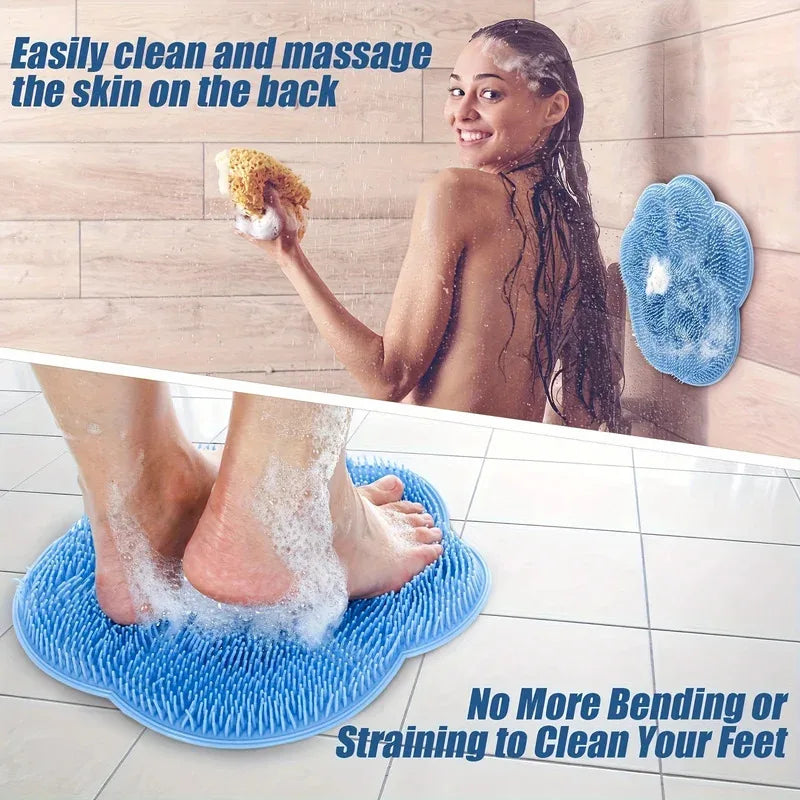 1pc Bath Massage Mat, Foot Washer, Back Scrubber, Shower Foot Mat, Bathroom Additions, Shower Supplies, Bathroom Foot Scrubber