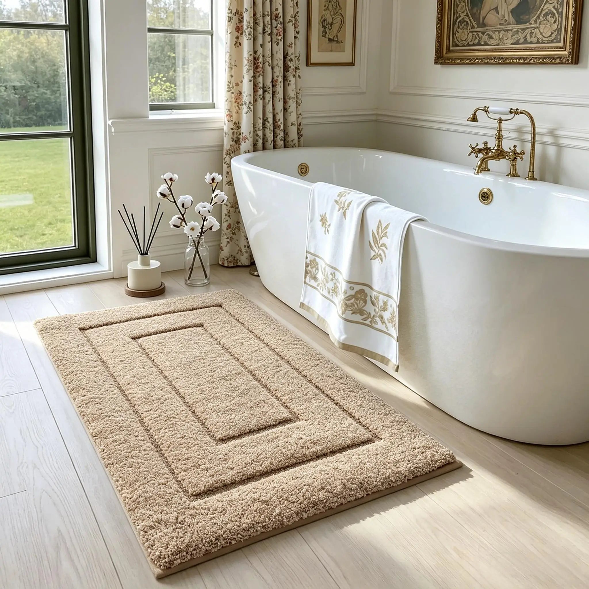 Bathroom Rug, Non Slip Washable Bath Mat for Shower Floor, Absorbent Soft Bathmat with TPR Backing, Quick Dry Microfiber Carpet