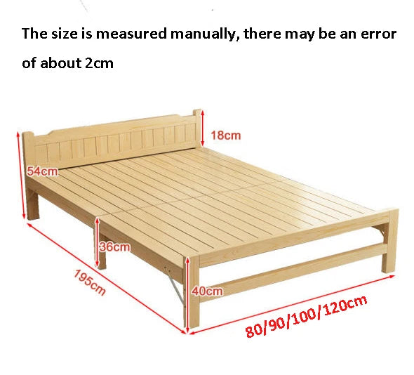 Home Bedroom Solid Wood Folding Bed for Small Apartments Rent Guest Personal Double Bed Compact Space Saving Design