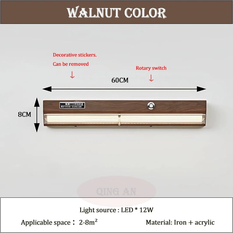 Bedroom Bedside Wall Lamps Children's Room Long Strip Lamp Retro Industrial Style Home Decor Living Room Mirror Front Wall Light
