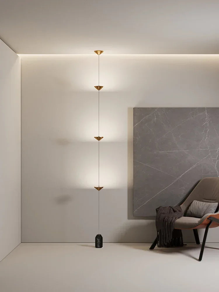 Modern Living Room Hallway Wall Floor Lamp Cone Desigh Art Decorative Iron Hanging Cable Floor Lamp for Bedroom Indoor