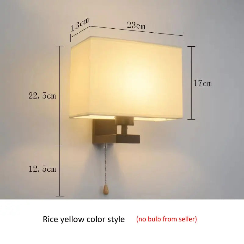Bedroom Wall Lamp Fabric New Chinese Bedside Lamp Modern Simple Corridor Hotel Room With Cable Switch Light European Wall Sconce