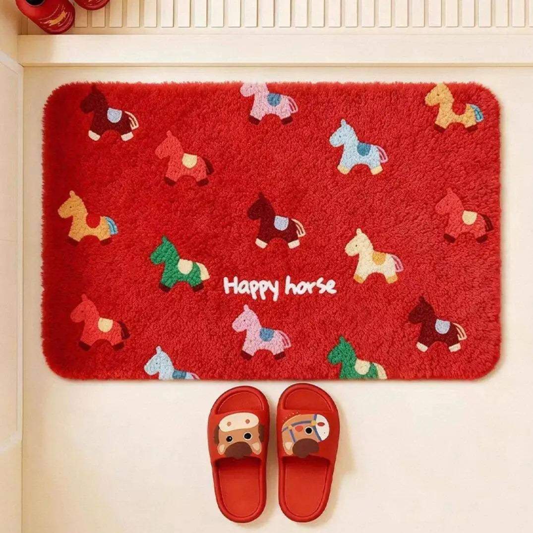 Bathroom floor mat, toilet water-absorbing non-slip foot mat 2026 new Year of the Horse toilet entry floor mat, toilet carpet