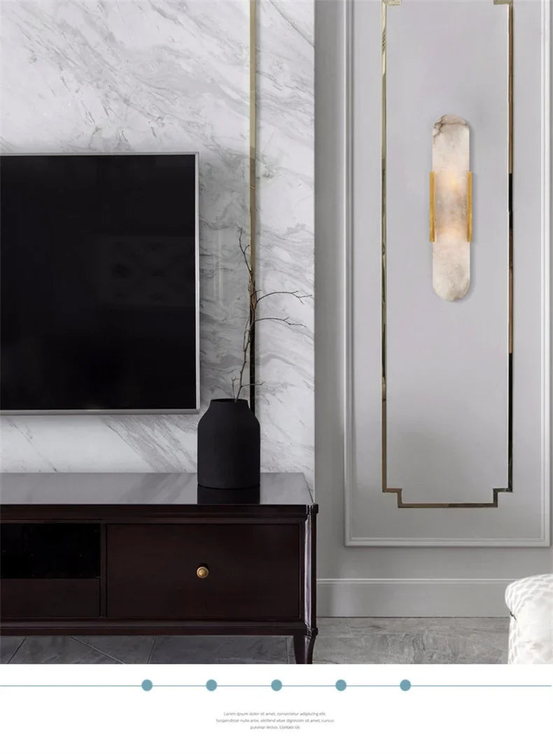 Modern Nordic High-End Marble Bedroom Bedside Lamps Living Room Wall Lighting Elegant Room Decor Marble Interior Wall Led Lights