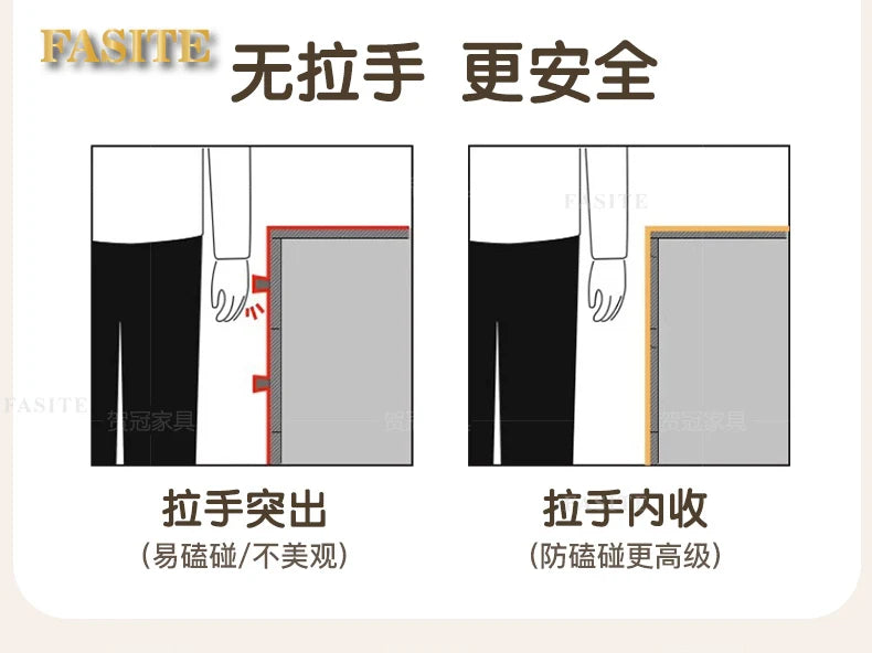 Bedroom integrated very narrow flip retractable storage cream wind French bedside cabinet