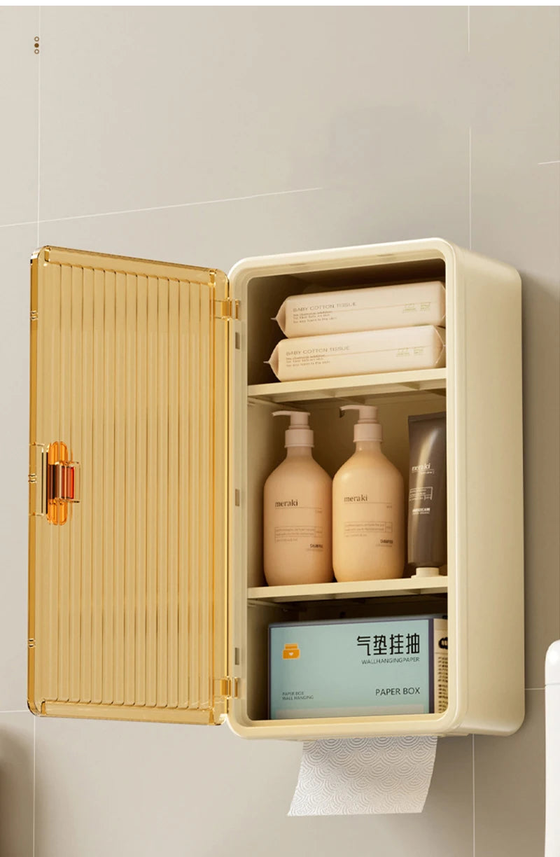 Bathroom Shelf Wall Mounted Waterproof Tissue Box Multifunctional Storage Rack for Toiletries Storage Box Shampoo Organizer