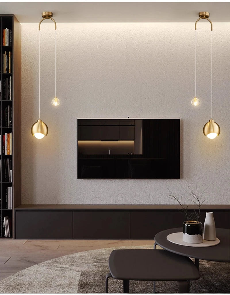 Bedroom Bedside Hanging Pendant Lamp Glass Ball LED Chandelier Lighting Ceiling Modern Interior Home Decor Lights Dining Kitchen