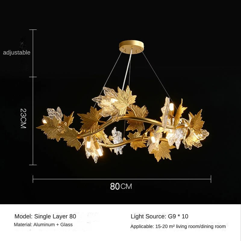 Modern Living Room Maple Leaf Crystal Chandelier Atmosphere High-end Designer Living Room Dining Room Bedroom Light