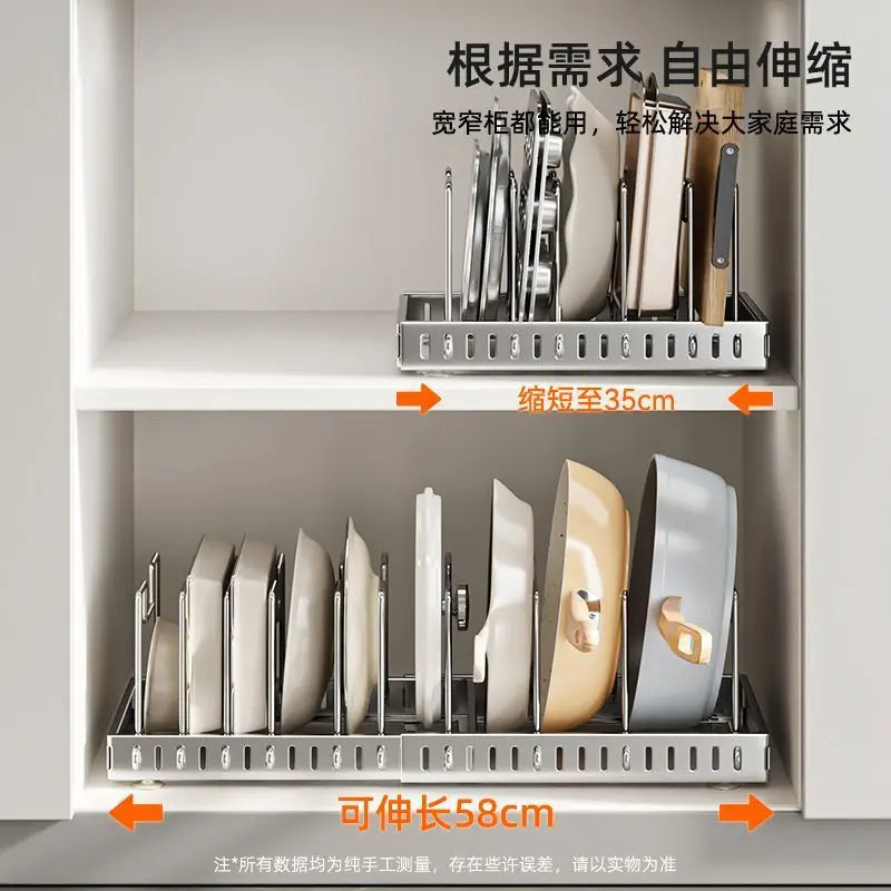 Kitchen Pot Lid Rack Countertop Organizer Cookware Storage