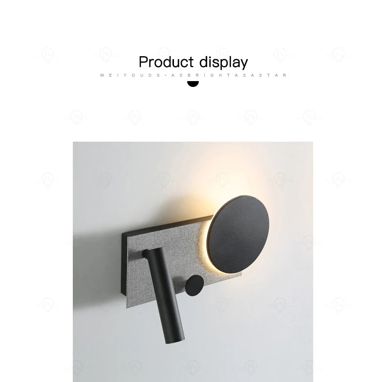 Bedroom bedside wall lamp with switch and spotlight, simple and modern Nordic creative personality, adjustable LED pendant light