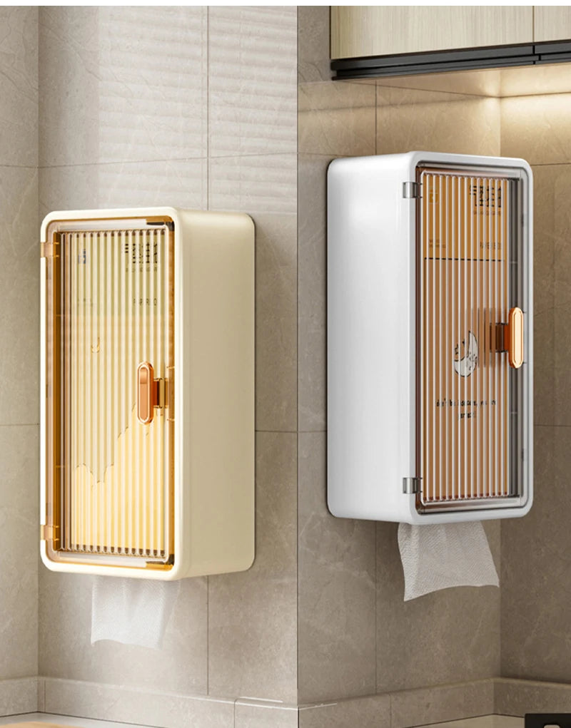 Bathroom Shelf Wall Mounted Waterproof Tissue Box Multifunctional Storage Rack for Toiletries Storage Box Shampoo Organizer