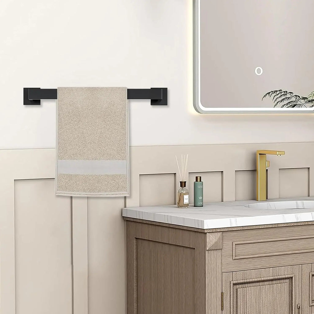 5-Piece Bathroom Hardware Set – Wall Mounted Towel Bar, Robe Hook, Shelf and Tissue Paper Holder for Bathroom Accessories