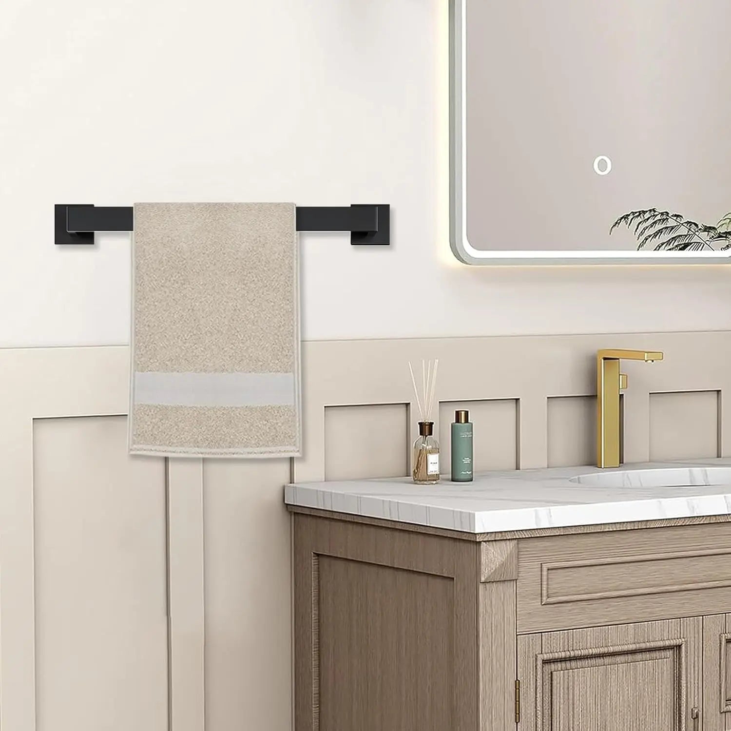 5-Piece Bathroom Hardware Set – Wall Mounted Towel Bar, Robe Hook, Shelf and Tissue Paper Holder for Bathroom Accessories