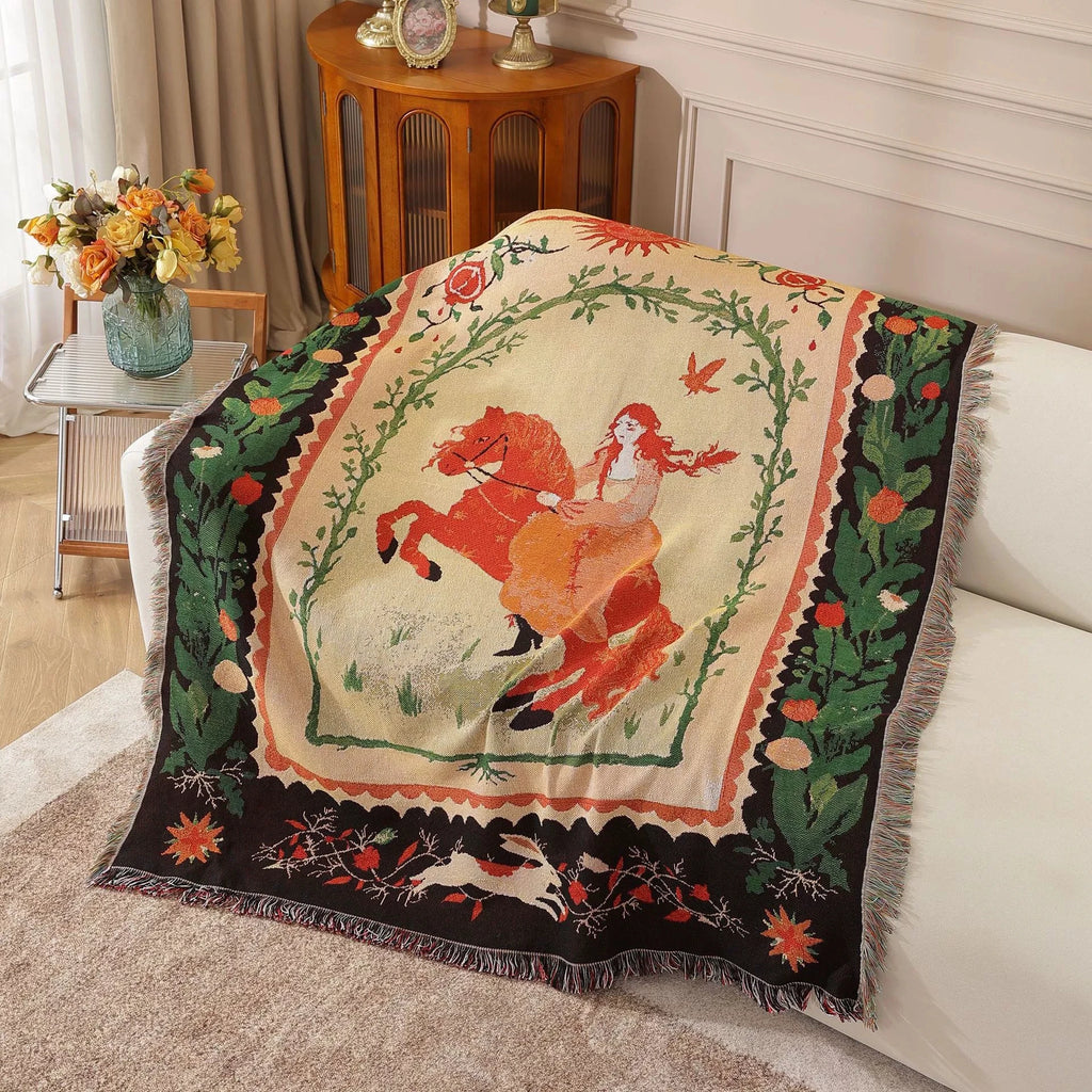 Nordic Style Artist Blankets for Beds Retro Art Bedroom Decoration Tapestry Leisure Ladies Picnic Blanket Outdoor Camping Mat