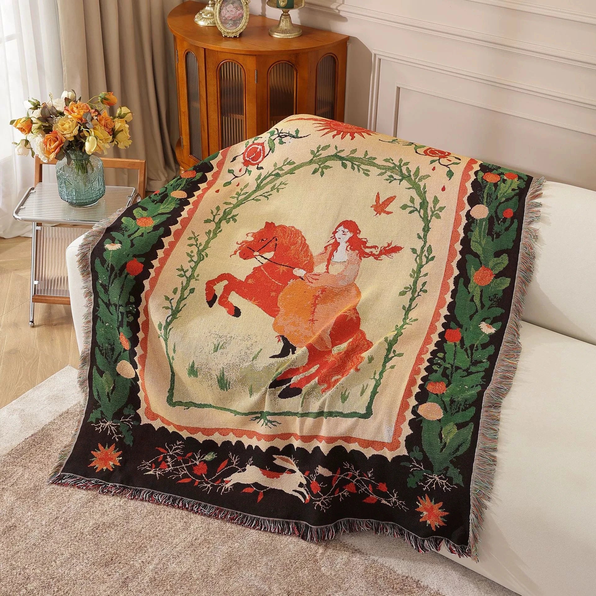 Nordic Style Artist Blankets for Beds Retro Art Bedroom Decoration Tapestry Leisure Ladies Picnic Blanket Outdoor Camping Mat
